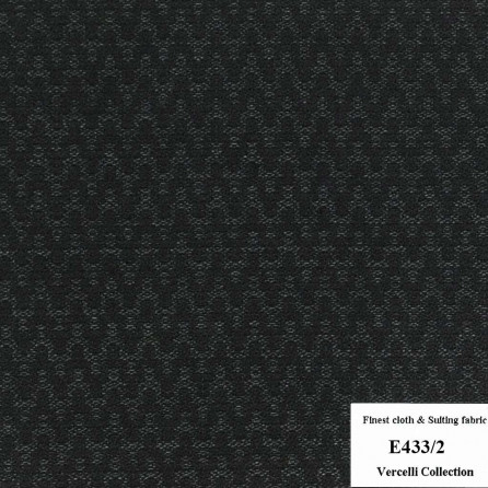 E433/2 Vercelli CXM - Vải Suit 95% Wool - Đen Hoa Văn